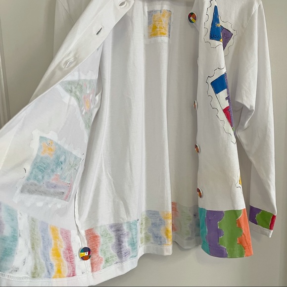 Artsy Hand-Painted Button-Up Cardigan Sweater - Hand Painted - Picture 7 of 8